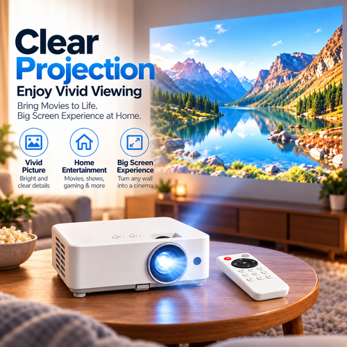 🎬 Portable Mini Projector 📽️ – 100' Big Screen, HD & USB, Remote Control Included