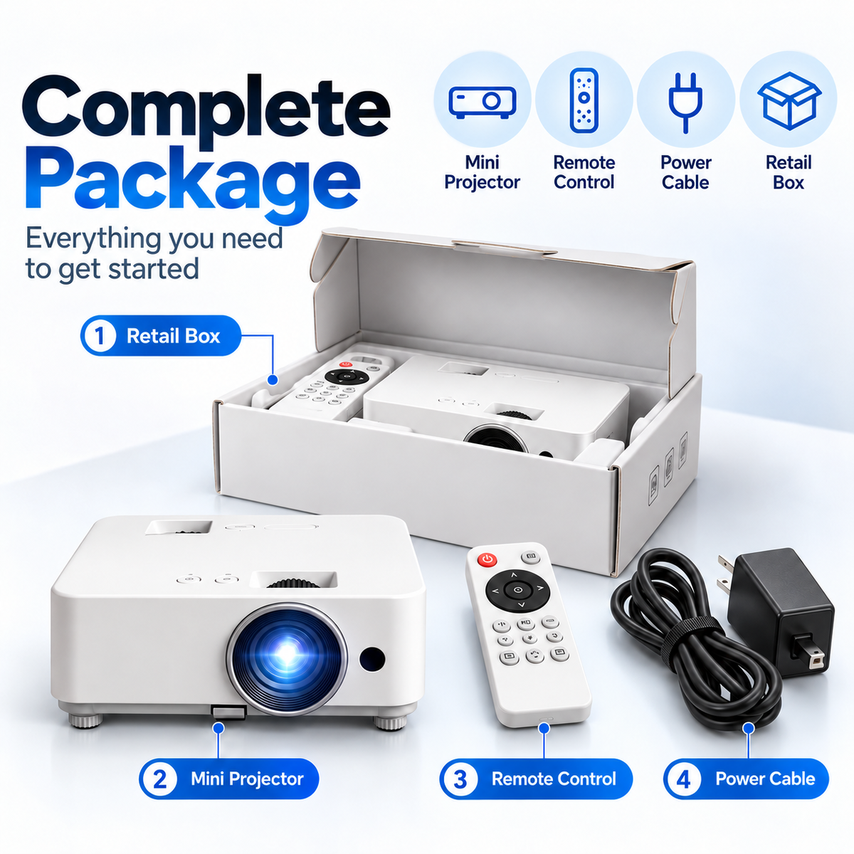 🎬 Portable Mini Projector 📽️ – 100' Big Screen, HD & USB, Remote Control Included