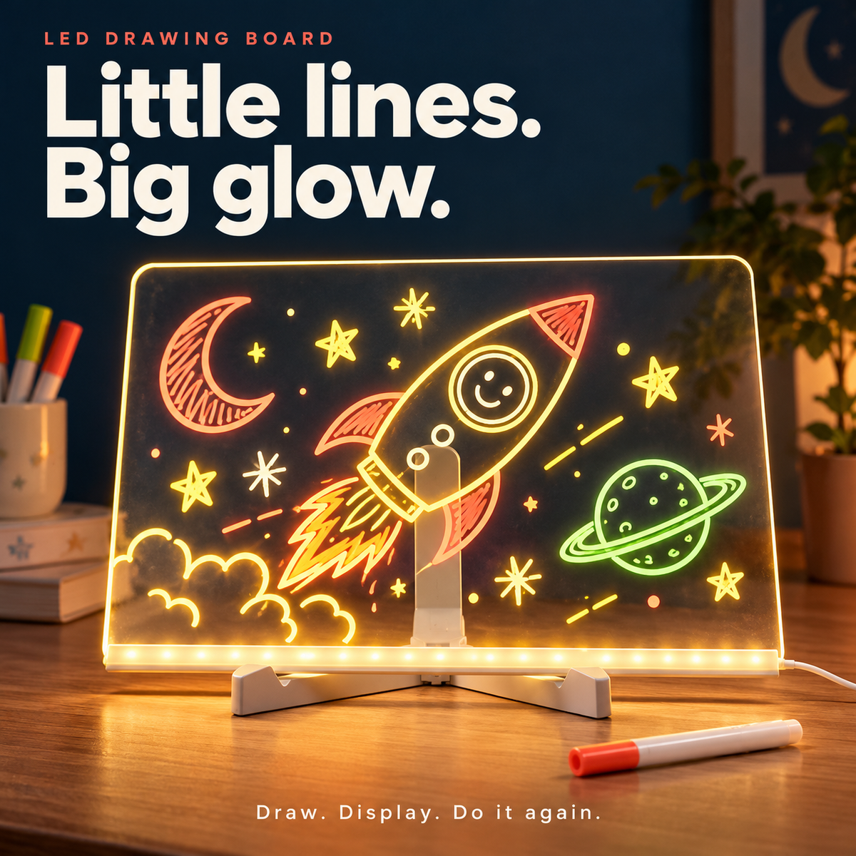 🎨 LED Glow Drawing Board – Draw, Trace & Display