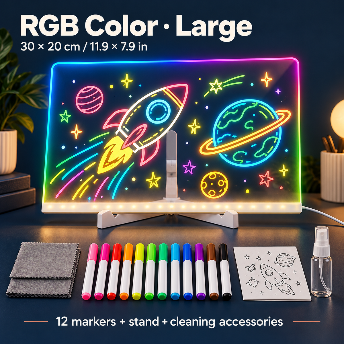 🎨 LED Glow Drawing Board – Draw, Trace & Display