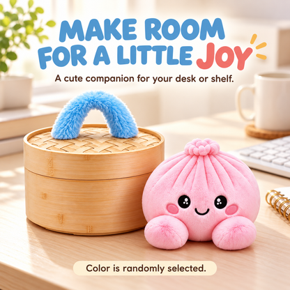 🥟 Plush Dumpling Squishy with Steamer-Style Case