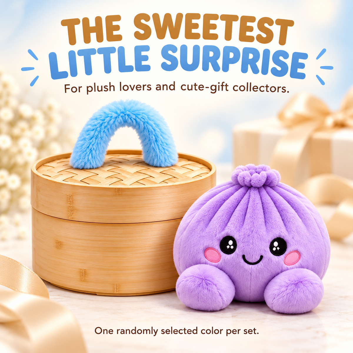 🥟 Plush Dumpling Squishy with Steamer-Style Case