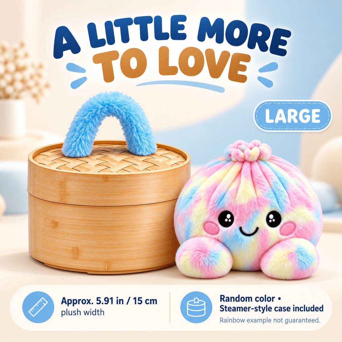 🥟 Plush Dumpling Squishy with Steamer-Style Case