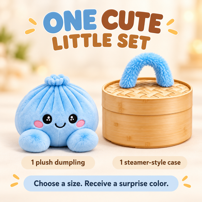 🥟 Plush Dumpling Squishy with Steamer-Style Case