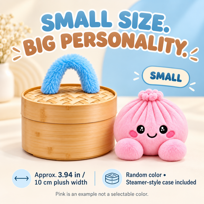 🥟 Plush Dumpling Squishy with Steamer-Style Case