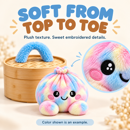 🥟 Plush Dumpling Squishy with Steamer-Style Case