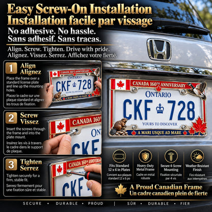 🍁🚗 Canada 160th Anniversary Commemorative Metal License Plate Frame