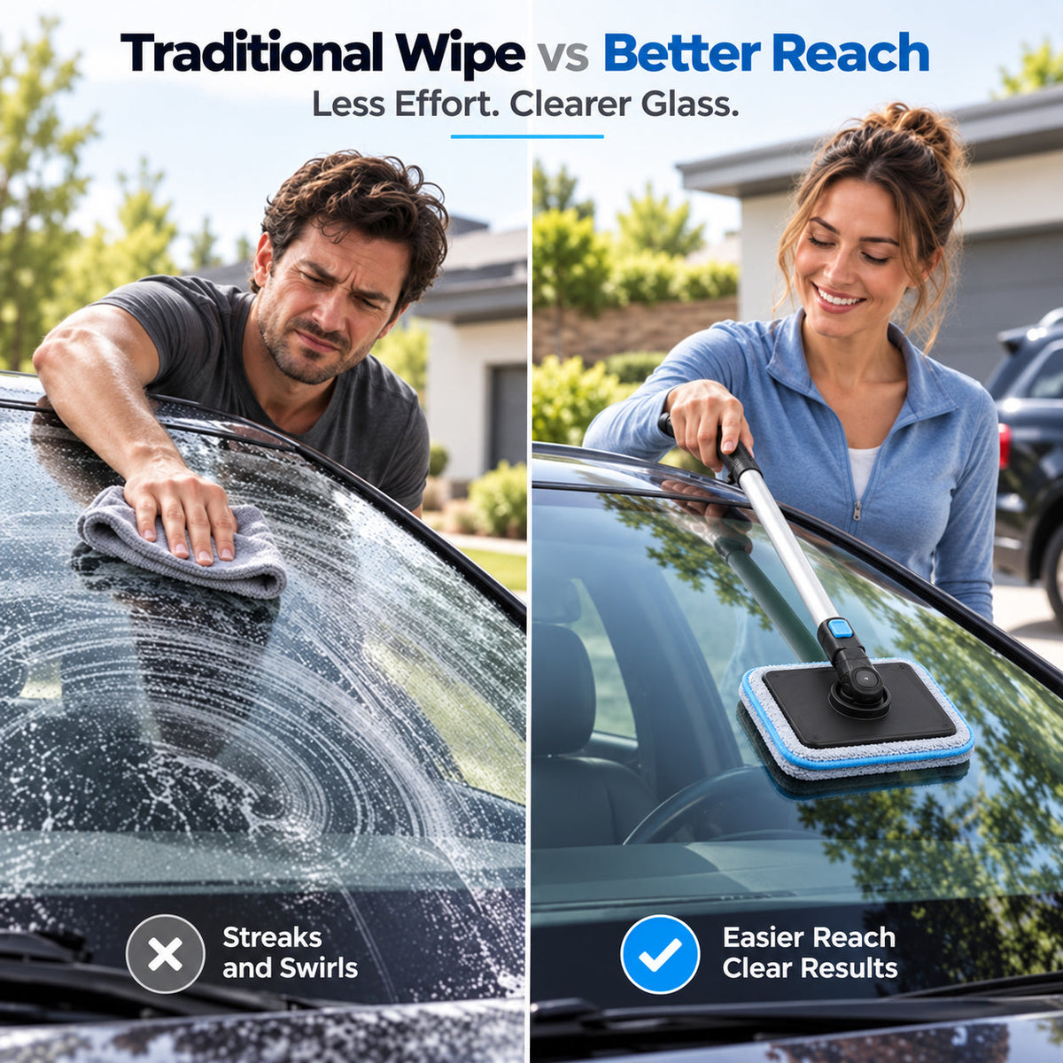 Dual Magnetic Car Windshield Cleaner | Streak-Free Auto Glass Cleaning Kit⭐