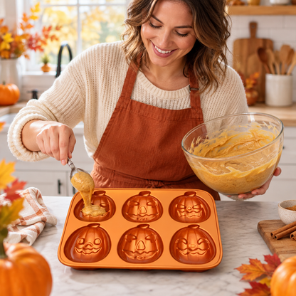 🎃 Jack-o'-Lantern 6-Cavity Cast Aluminum Baking Pan | Fall Baking Fun