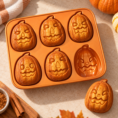 🎃 Jack-o'-Lantern 6-Cavity Cast Aluminum Baking Pan | Fall Baking Fun