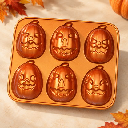🎃 Jack-o'-Lantern 6-Cavity Cast Aluminum Baking Pan | Fall Baking Fun