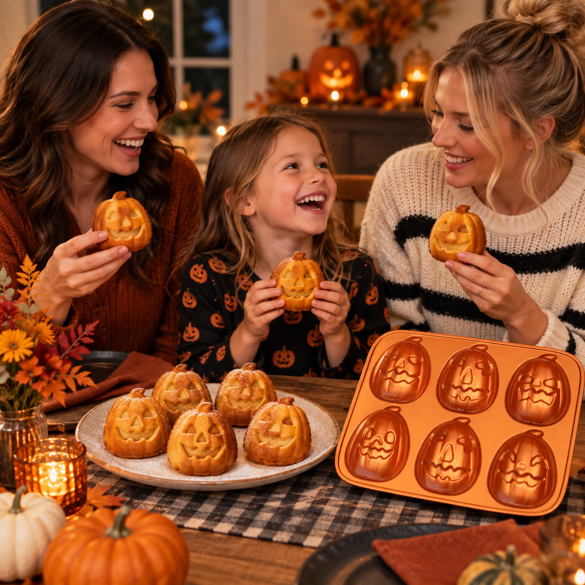 🎃 Jack-o'-Lantern 6-Cavity Cast Aluminum Baking Pan | Fall Baking Fun