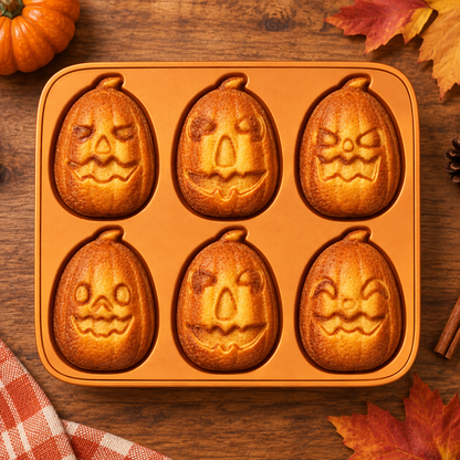 🎃 Jack-o'-Lantern 6-Cavity Cast Aluminum Baking Pan | Fall Baking Fun