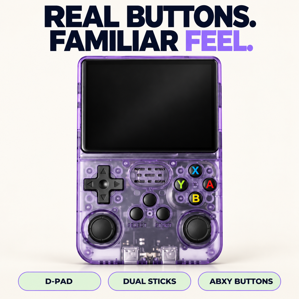 R36S D-pad, dual analog sticks and ABXY controls
