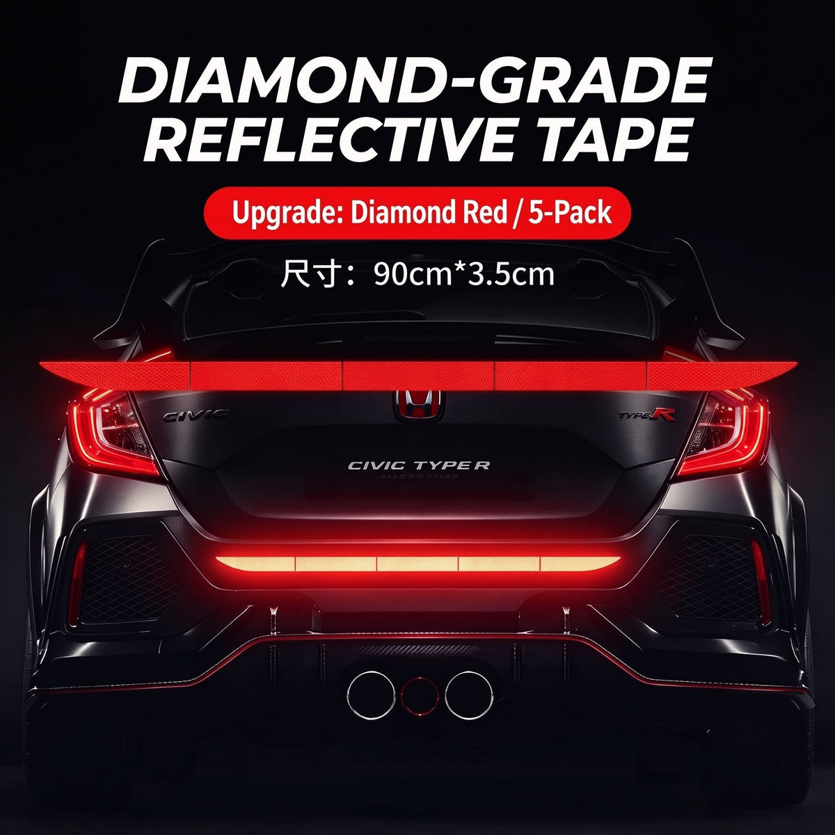 Reflective Car Sticker Strips for Trunk & Rear Bumper