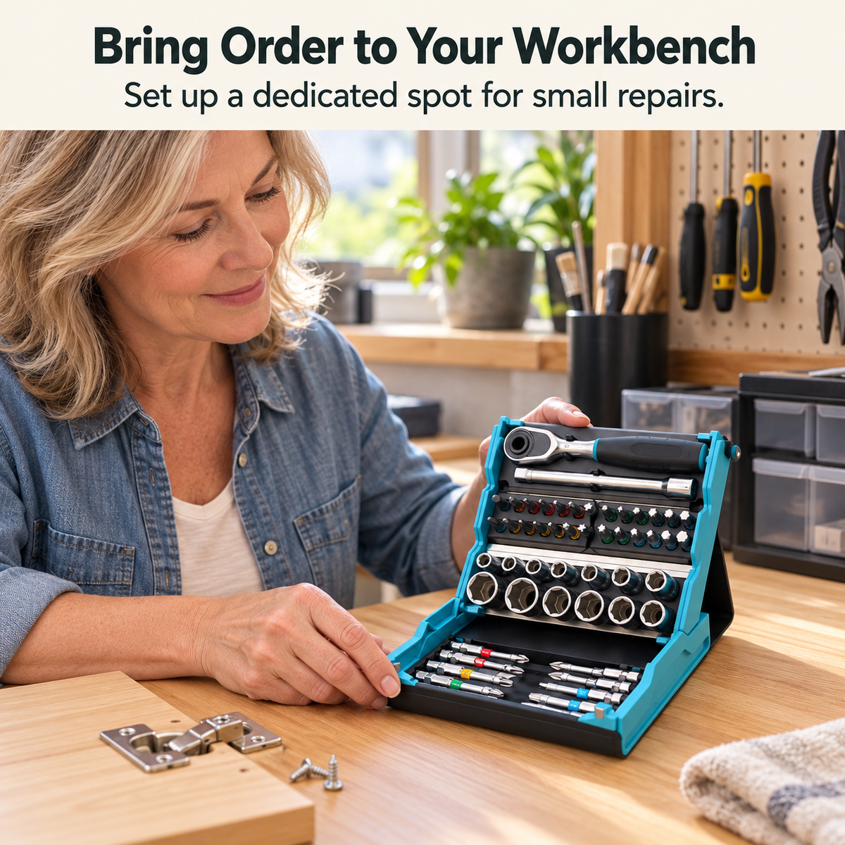 🔧 69-Piece Compact Ratchet & Socket Set – 1/4-Inch Drive with Driver Bits & Folding Case
