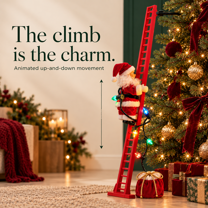 Climbing Santa on a red ladder with an up-and-down movement indicator