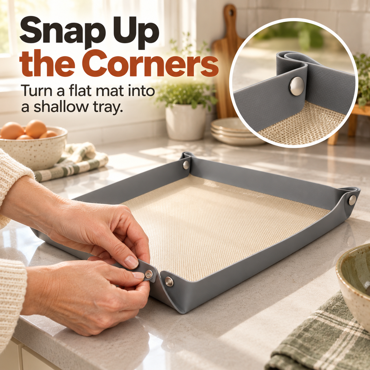 🍪 Snap-Corner Silicone Baking Mat – Non-Stick, Reusable & Easy to Store