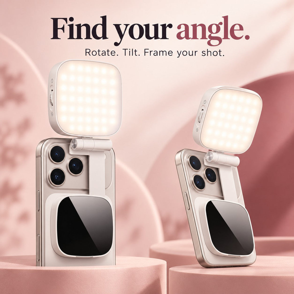 Adjustable light on a phone showing two positions
