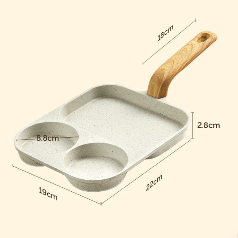 🍳 3-Compartment Non-Stick Pan – Cook 3 Foods at Once