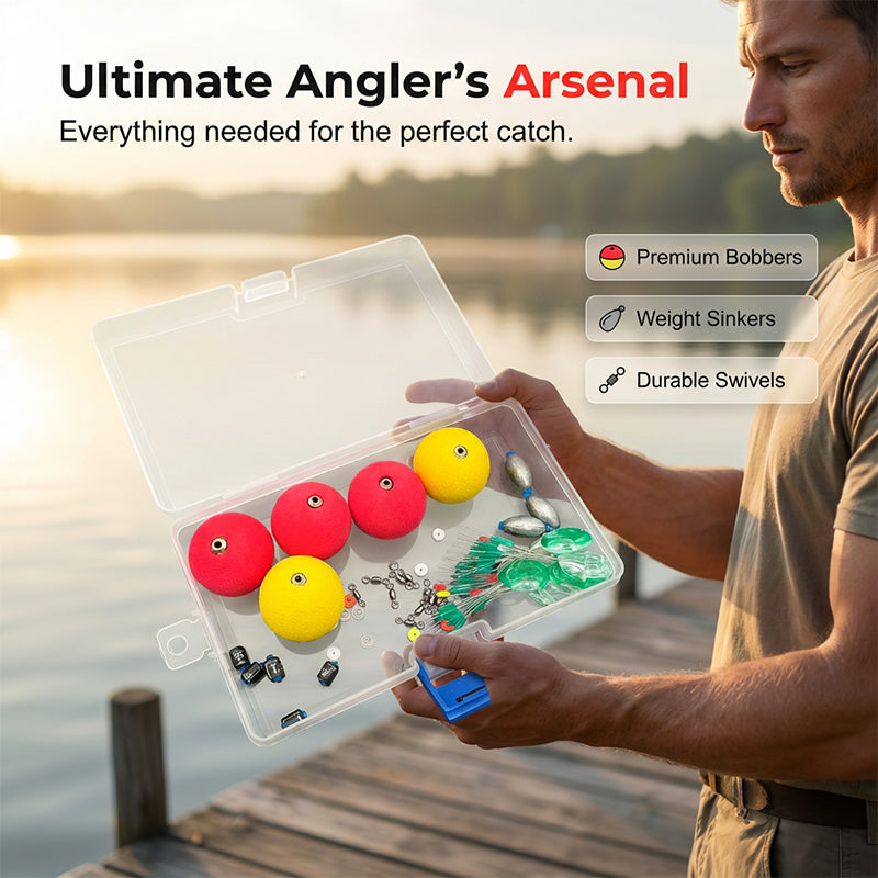 🎣✨Complete Fishing Float & Sinker Rig Kit – high-buoyancy foam floats, precision weighted core, vivid strike indicators. Portable tackle box! 🛡️💪