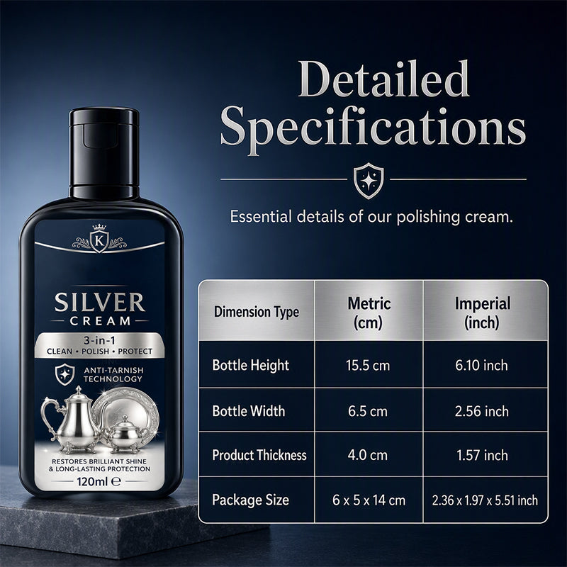 ✨✨ Anti-Tarnish Silver Polish Cream – Shine & Restore Silver Jewelry and Metalware