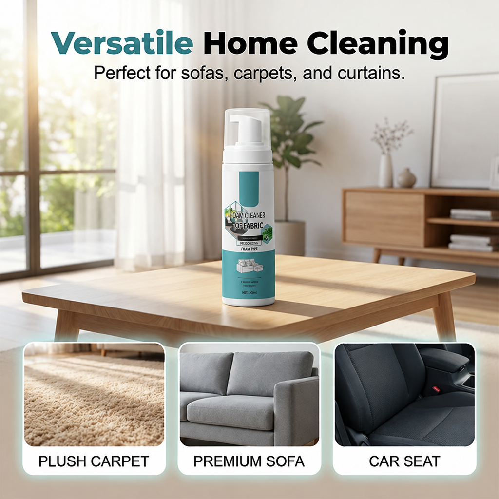 ✨ No-Rinse Fabric Cleaner Foam – Deep Clean & Refresh Sofas, Carpets & Upholstery Without Water