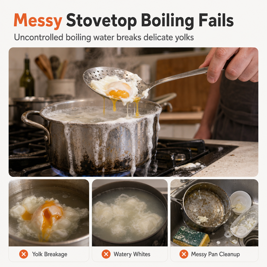 🍳✨ 2-Egg Microwave Poacher with Draining Baskets – Easy Breakfast Egg Cooker 🥚