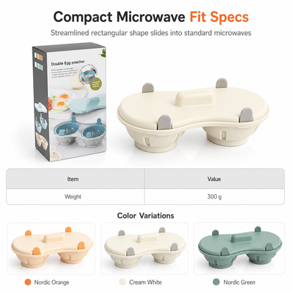 🍳✨ 2-Egg Microwave Poacher with Draining Baskets – Easy Breakfast Egg Cooker 🥚