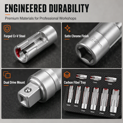 🔥50% OFF🔧9-Piece Flare Nut Socket Set – Slotted Oxygen Sensor & Diesel Injector Line Sockets, The Workshop Kit That Makes Awkward Auto Repairs Easier 🛠️