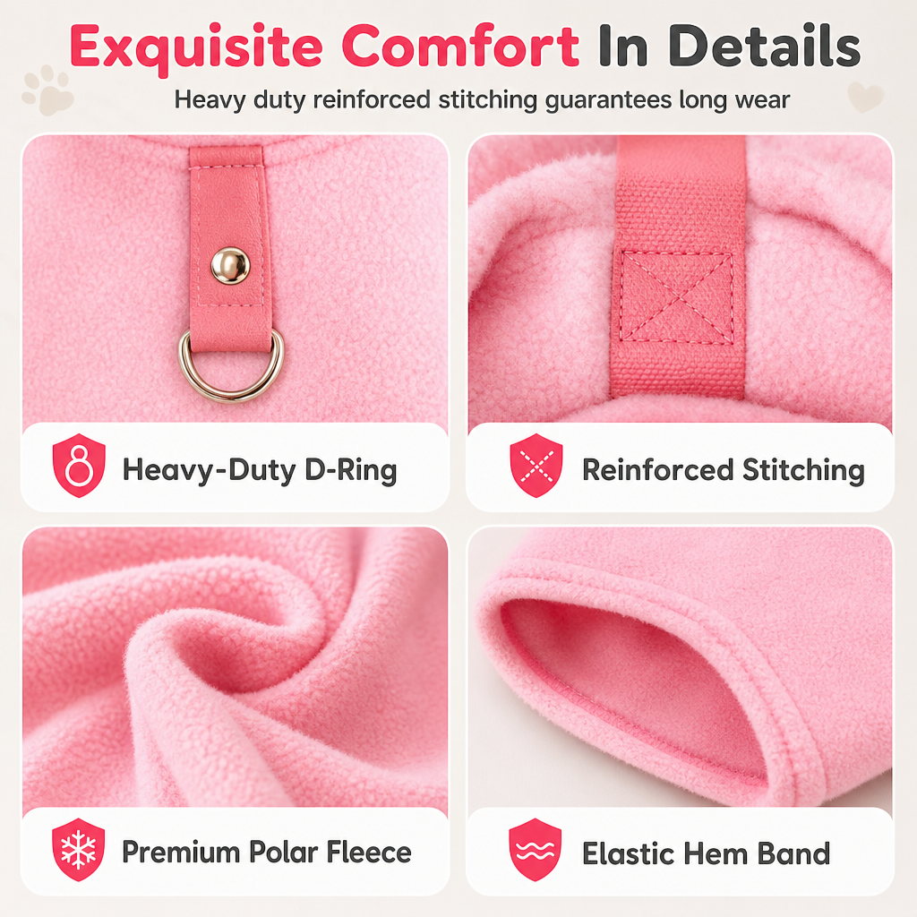Little Love Cozy Plush Dog Vest – Warm Sleeveless Pet Sweater with Built-In Leash Ring, Cute Love Daddy & Mommy Designs