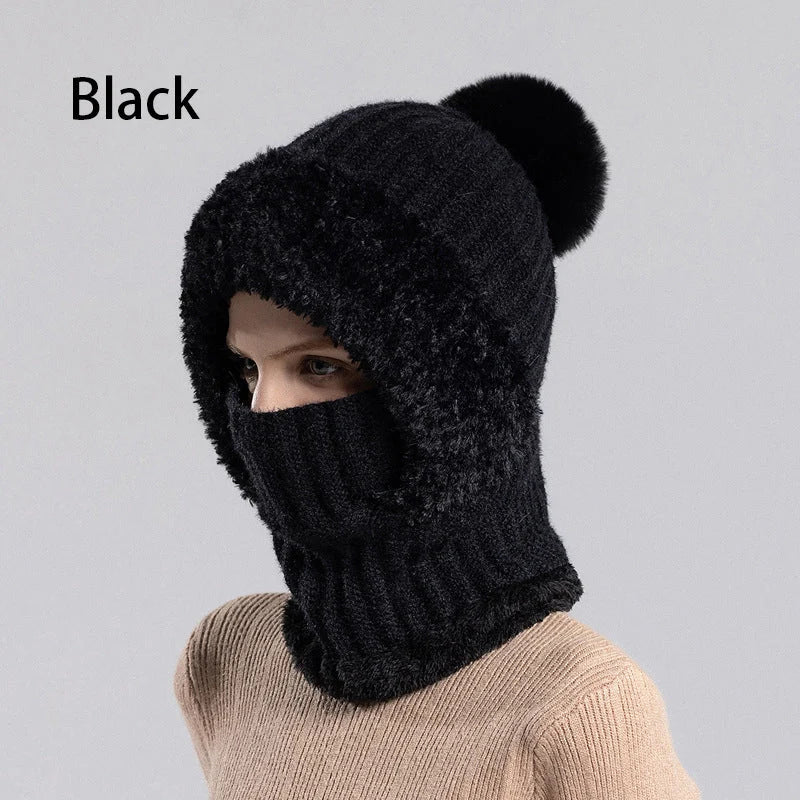 🎉🎁70% OFF!!!-Ready for Winter!!!❄️✨Women’s 3-in-1 Fleece-Lined Knit Balaclava Hat with Scarf & Face Cover🧣