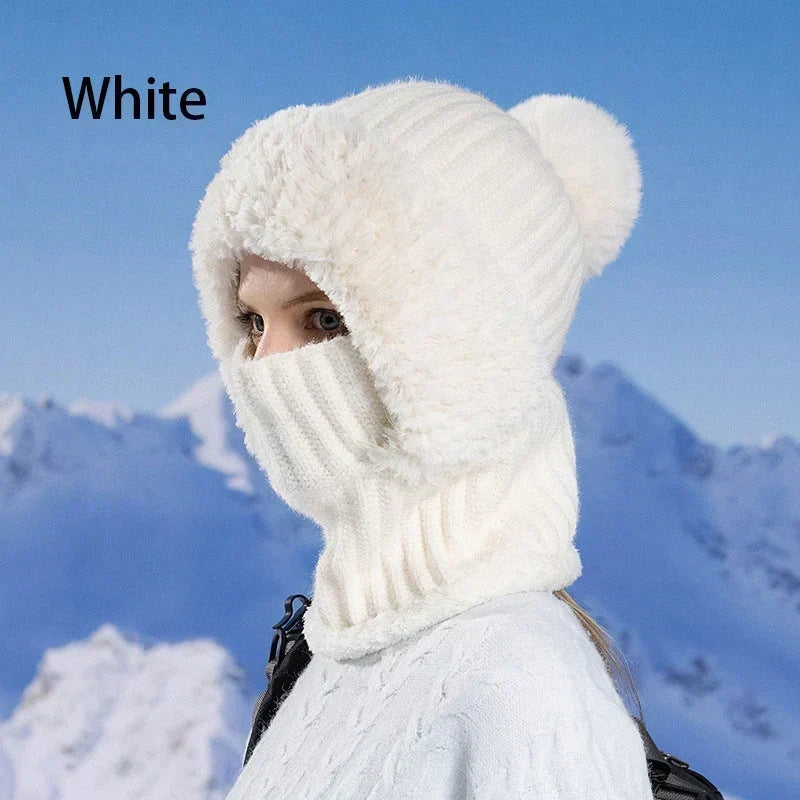 🎉🎁70% OFF!!!-Ready for Winter!!!❄️✨Women’s 3-in-1 Fleece-Lined Knit Balaclava Hat with Scarf & Face Cover🧣