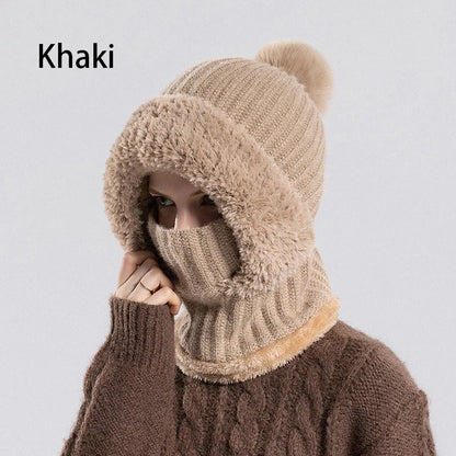 🎉🎁70% OFF!!!-Ready for Winter!!!❄️✨Women’s 3-in-1 Fleece-Lined Knit Balaclava Hat with Scarf & Face Cover🧣