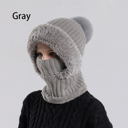 🎉🎁70% OFF!!!-Ready for Winter!!!❄️✨Women’s 3-in-1 Fleece-Lined Knit Balaclava Hat with Scarf & Face Cover🧣