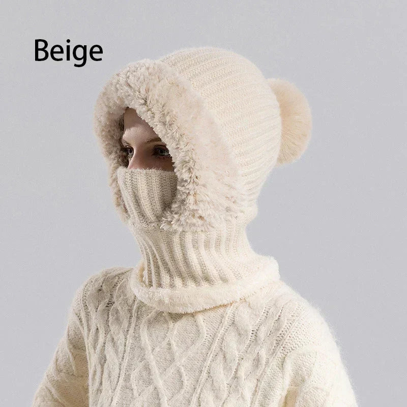 🎉🎁70% OFF!!!-Ready for Winter!!!❄️✨Women’s 3-in-1 Fleece-Lined Knit Balaclava Hat with Scarf & Face Cover🧣