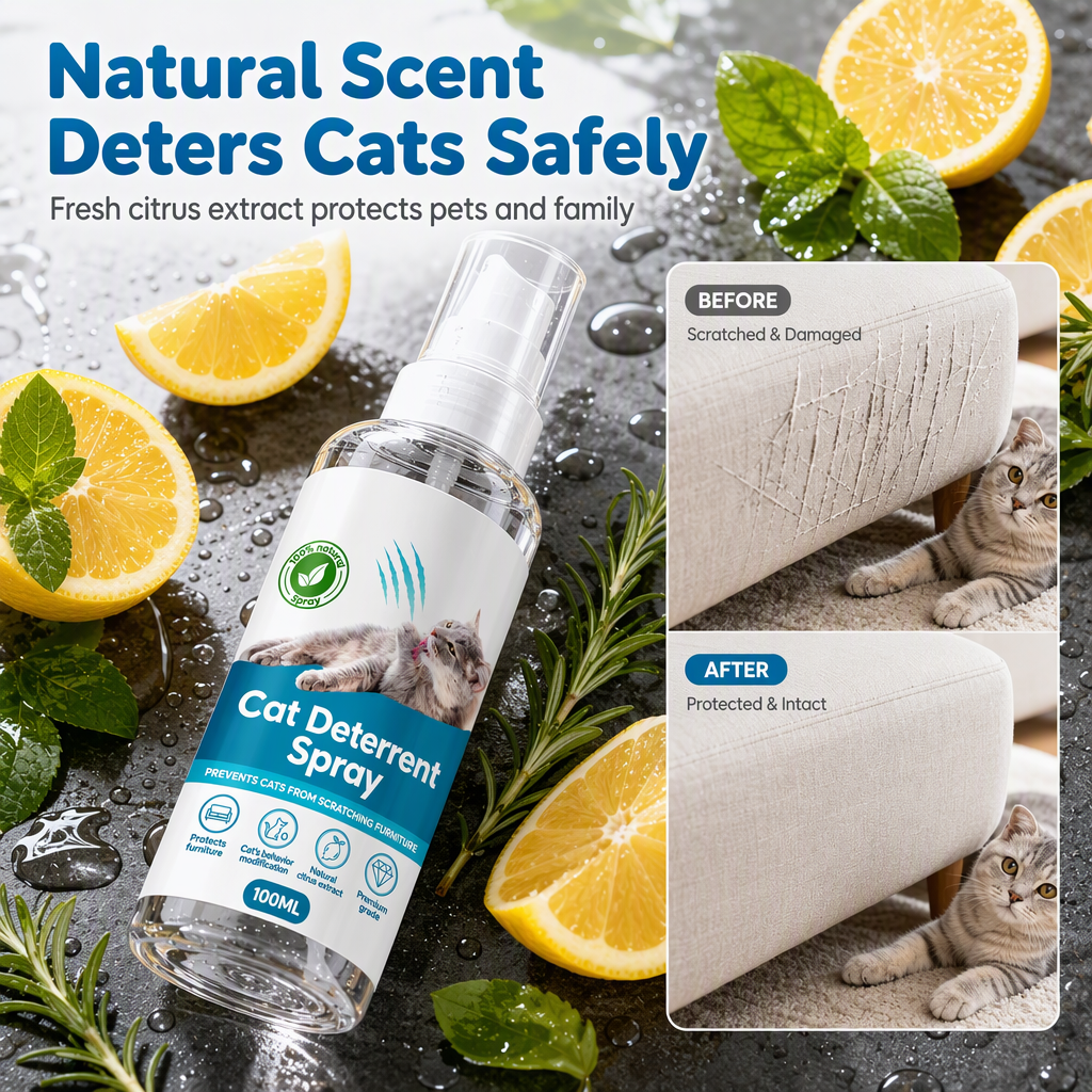 🐱🚫 Cat Scratch Deterrent Spray — Safe, Non-Toxic & Pet-Friendly 🌿