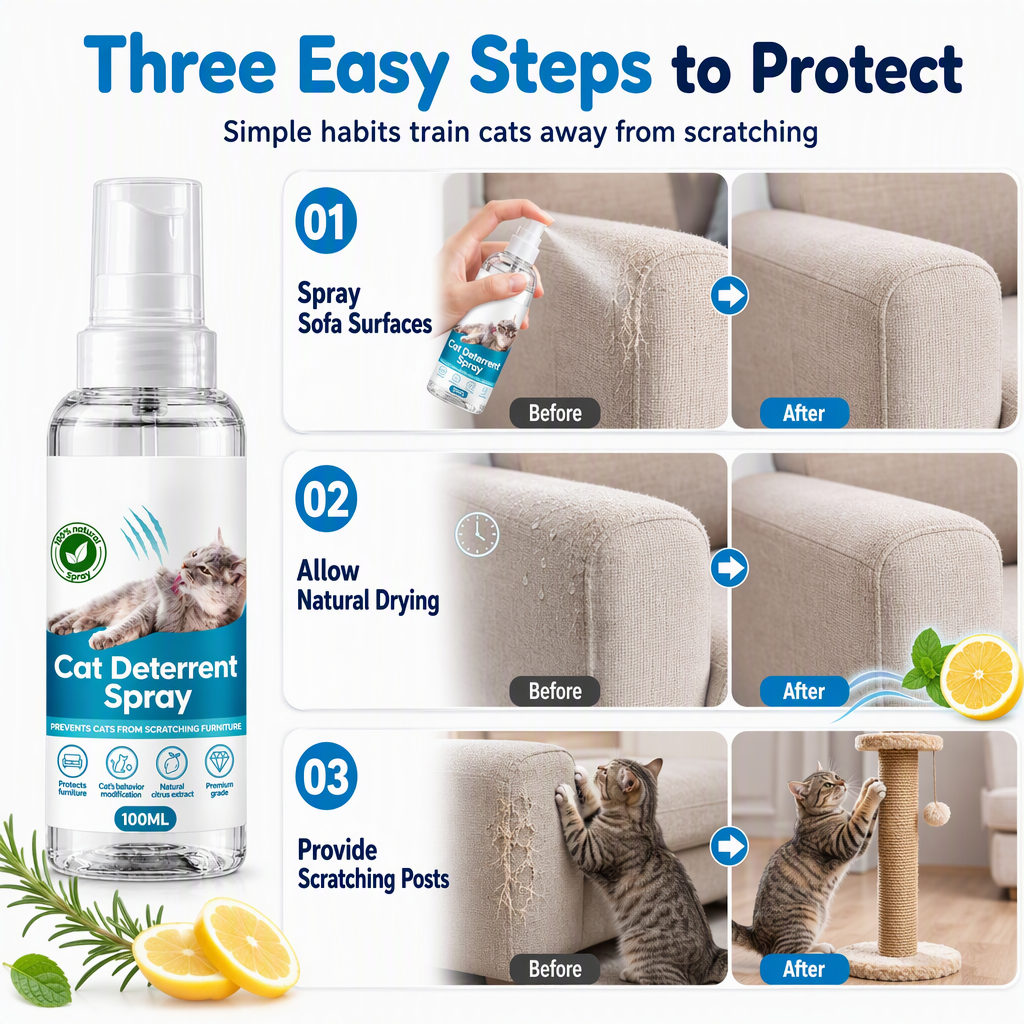 🐱🚫 Cat Scratch Deterrent Spray — Safe, Non-Toxic & Pet-Friendly 🌿