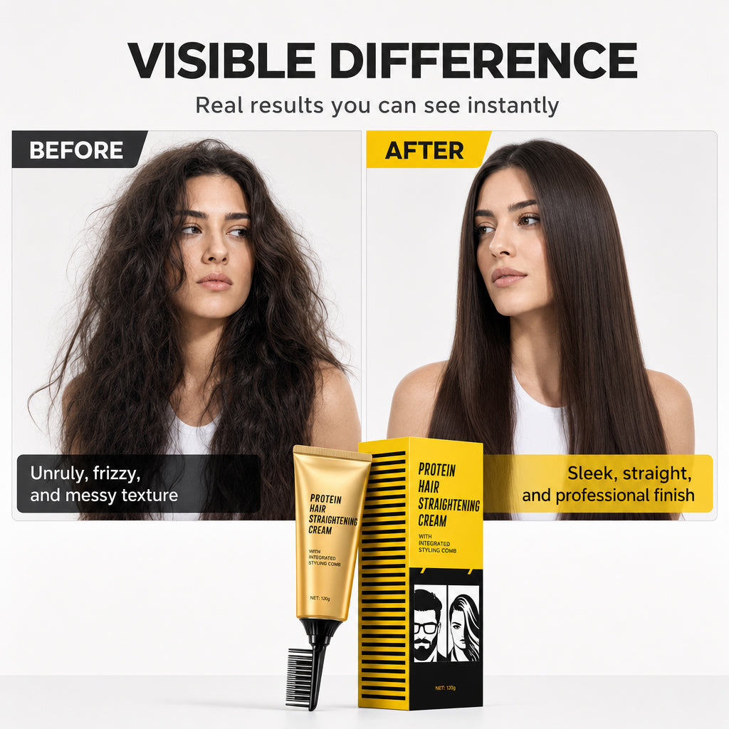 Straighten Hair Instantly! Protein Styling Cream with Comb