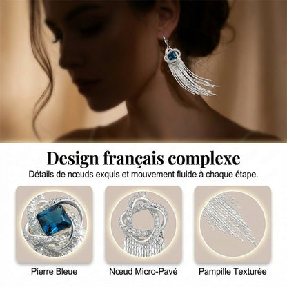 ✨ Elegant Blue Zircon Tassel Earrings - Vintage Glamour Drop Earrings