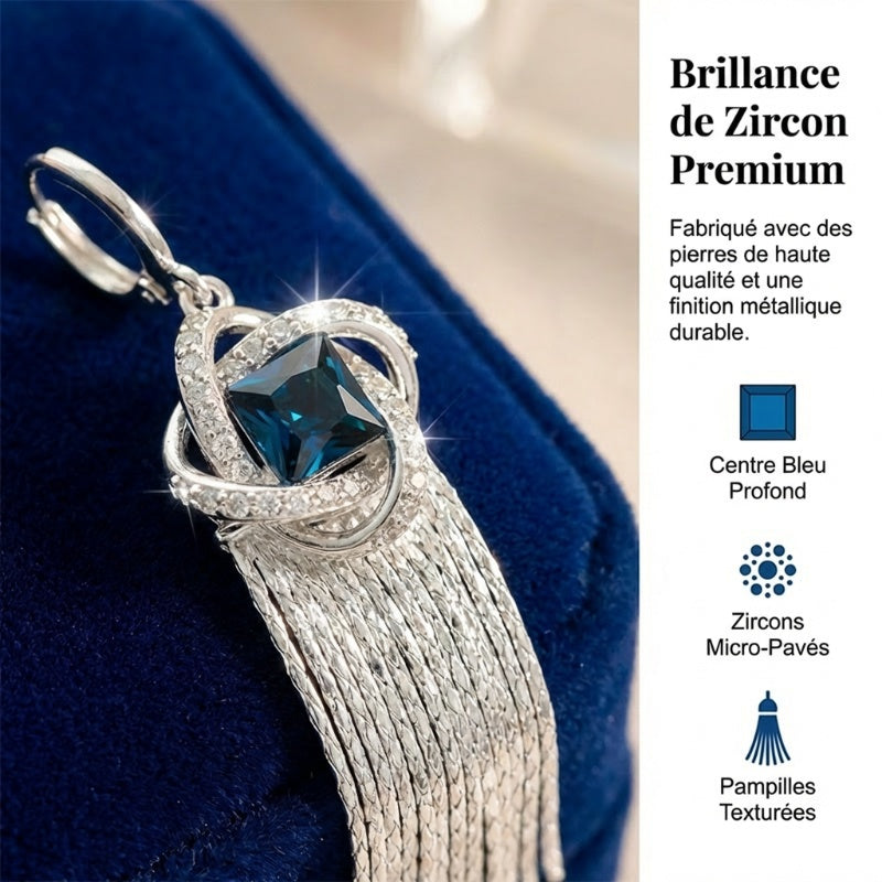 ✨ Elegant Blue Zircon Tassel Earrings - Vintage Glamour Drop Earrings