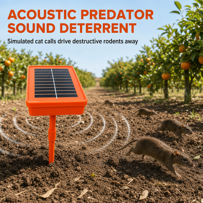 ☀️ Solar-Powered Garden Rodent Deterrent – Cat Sound Device