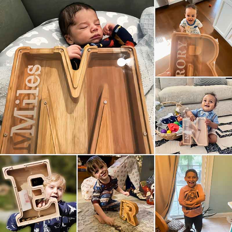 💛 Wooden Letter Piggy Bank – A Special Place for Their First Savings