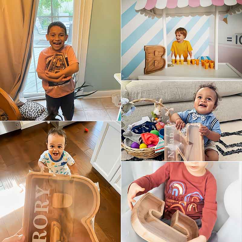 💛 Wooden Letter Piggy Bank – A Special Place for Their First Savings