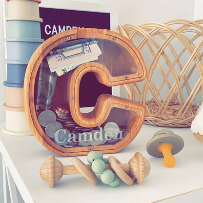 💛 Wooden Letter Piggy Bank – A Special Place for Their First Savings