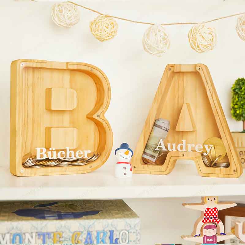 💛 Wooden Letter Piggy Bank – A Special Place for Their First Savings