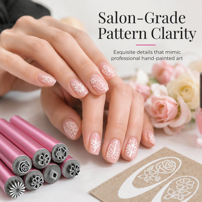 💅 Nail Art Stamp Pen Set – Easy Floral & Butterfly Pattern Tool for DIY Manicures