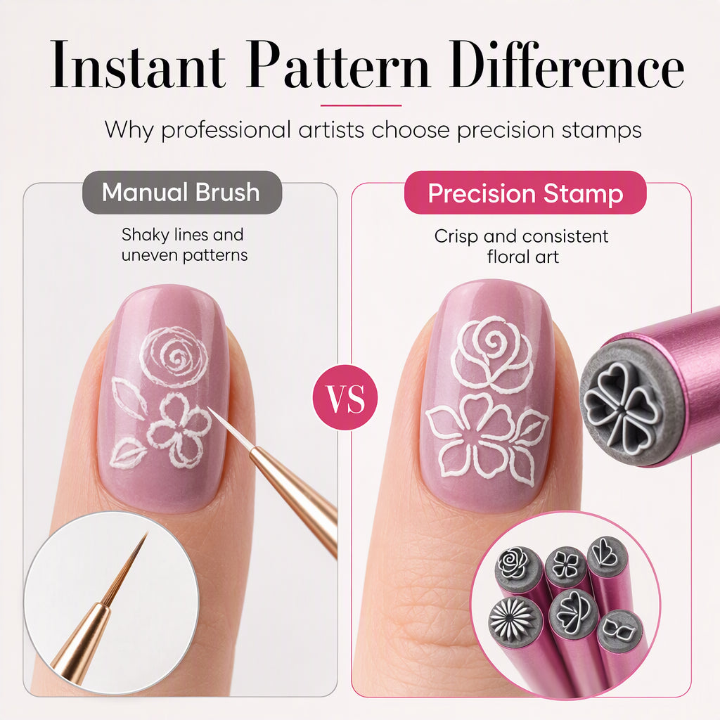 💅 Nail Art Stamp Pen Set – Easy Floral & Butterfly Pattern Tool for DIY Manicures