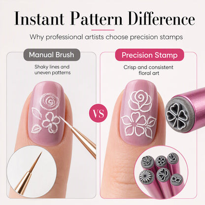 💅 Nail Art Stamp Pen Set – Easy Floral & Butterfly Pattern Tool for DIY Manicures