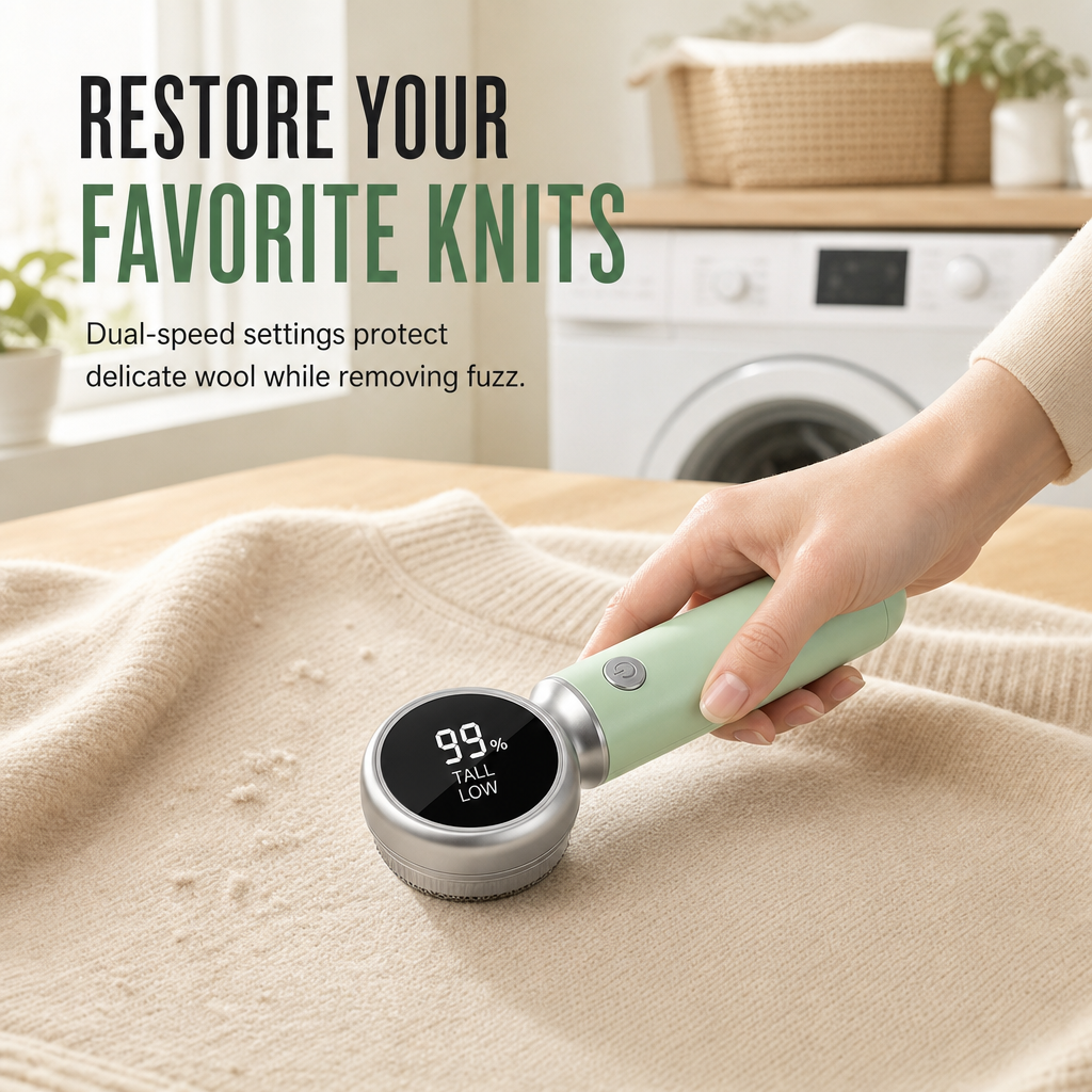 🚨 50% off for the first 50 customers! 🧥 Rechargeable electric fabric shaver with a smart digital display.